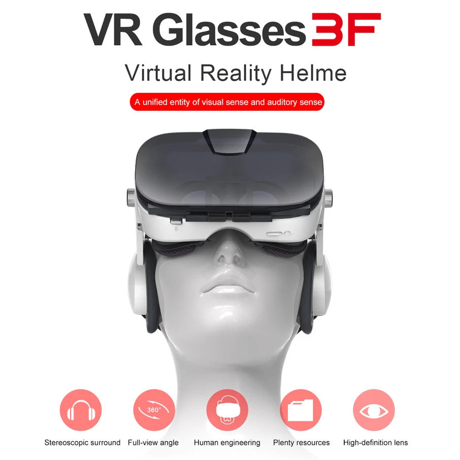 Virtual Reality 3D VR Glasses Headset Phone Viar Device Helmet Lenses Goggles Smart Smartphone Headphone Mobile Game Cell Viewer