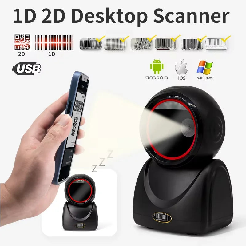 Barcode Scanner Gun for Supermarket Cashier One-Dimensional Two-Dimensional Image Code Scanner Specialized