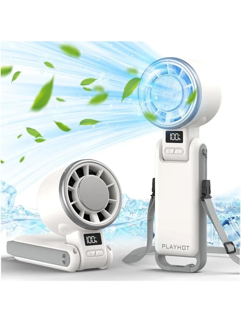 Portable Fan: 60°F Ice Cooling, Up to 12Hrs Runtime, 25550RPM Powerful Motor, 5 Speeds, Hand/Neck/Desk 3-in-1, Rechargeable