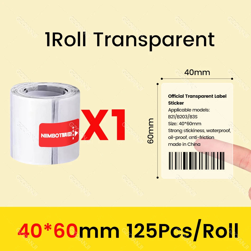 Niimbot Clear Sticker Thermal Paper Transparent Self-Adhesive for B1 B21 Label Maker Round Flower Pattern Waterproof Single Roll