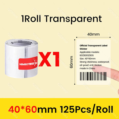 Niimbot Clear Sticker Thermal Paper Transparent Self-Adhesive for B1 B21 Label Maker Round Flower Pattern Waterproof Single Roll