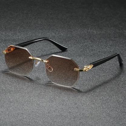 1PC Fashionable Design Sunglasses, Frameless, Suitable For Both Men And Women, Casual Wear, Holiday Use, Sturdy Glasses