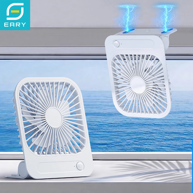 Eary 1200mAh Portable Wall Hanging Fan 4 Speed USB Rechargeable Magnetic Desk Fan 180 Adjustable Kitchen Silent Mini Cooling Fan