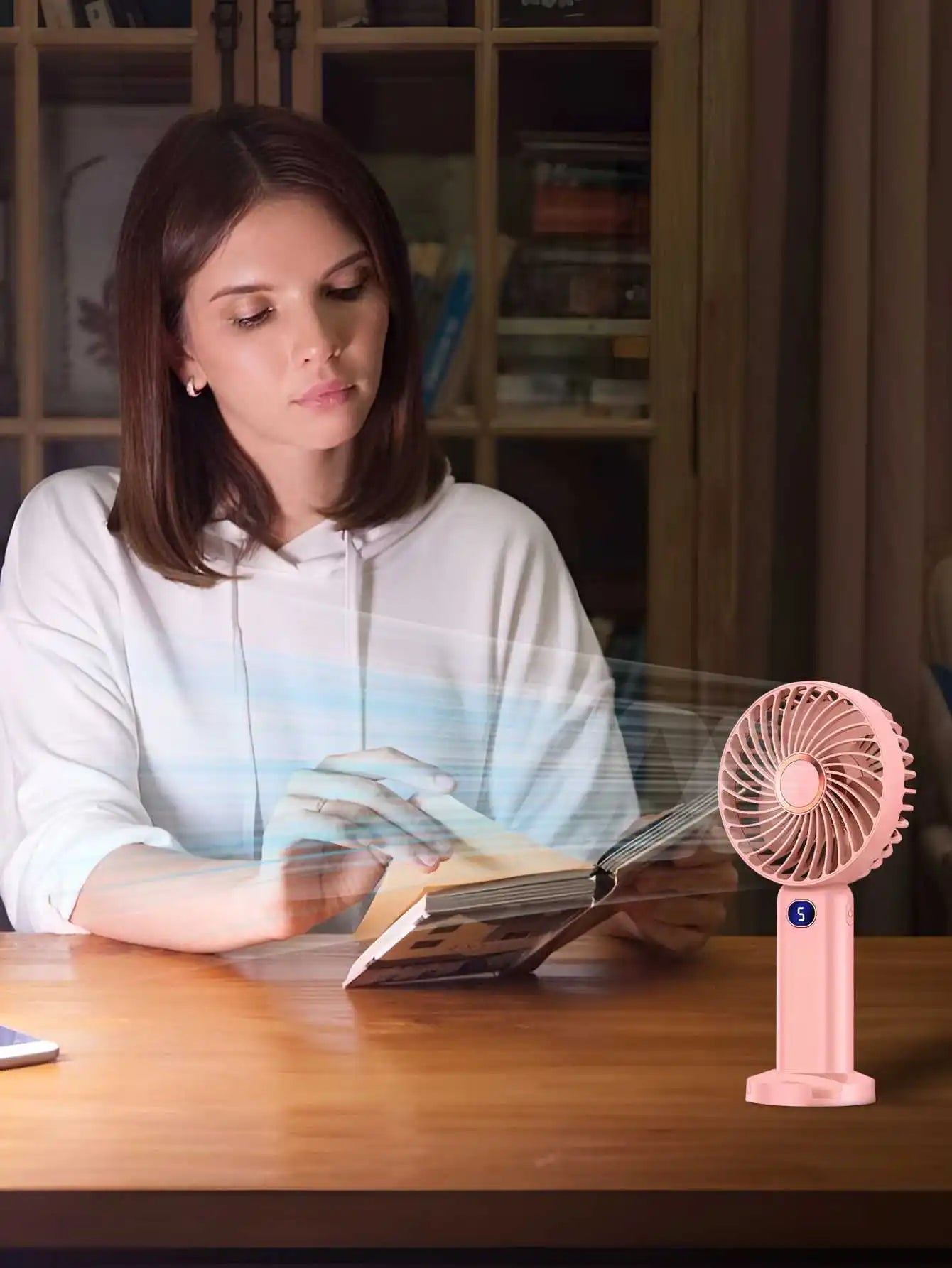 Portable Handheld Fan, Electric Fan with Digital Display, Handheld/neck Hanging/desktop Fan, Eyelash Fan, Makeup Fan