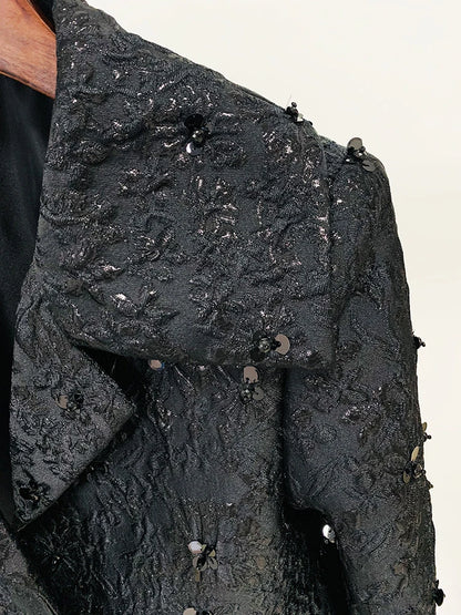 HIGH STREET Newest 2026 Runway Designer Jacket Women's Beaded Floral Jacquard Trimmed Jacket