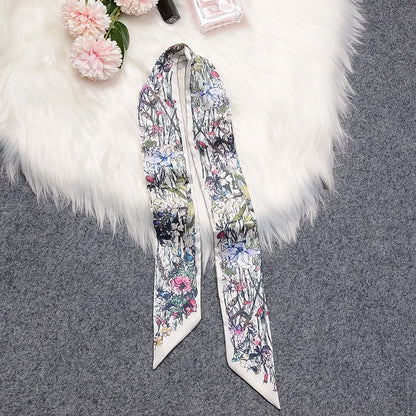 2024 New Luxury Brand Scarf Tarot Women Scarf Bag Hair Skinny Silk Scarves Design Foulard Neckerchief Headband For Ladies