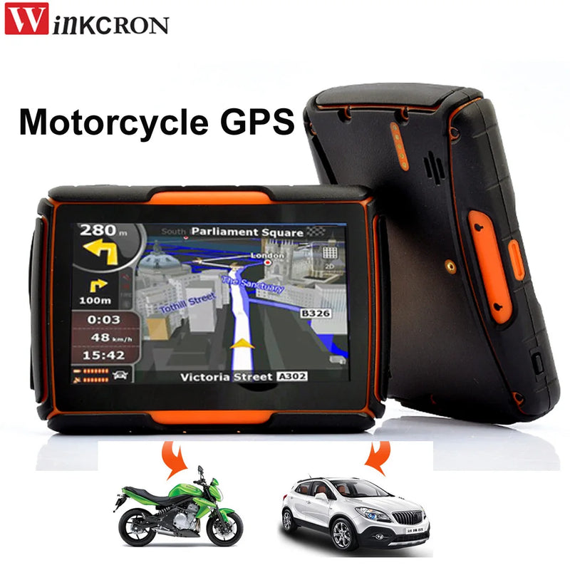 Motorcycle GPS Navigation Car GPS 4.3" IPX67 Waterproof dustproof/ shockproof Bluetooth FM AVIN Built in 8GB With iGo GPS Map