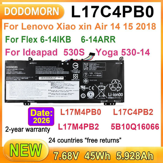 New L17C4PB0 Laptop Battery For Lenovo Flex 6-14IKB Ideapad 530S Yoga 530 Xiao Xin Air 14 15 2018 L17M4PB0 L17C4PB2 L17M4PB2