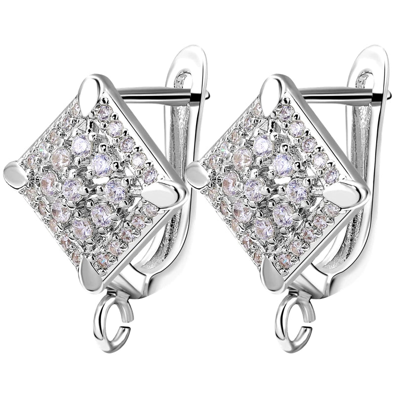 Juya 18K Gold Silver Plated Fastener Bales Fixture Earring Hook Locks For DIY Women Fashion Crystal Agate Charms Earrings Making