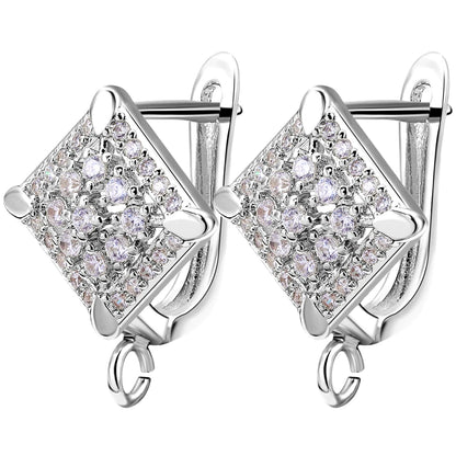 Juya 18K Gold Silver Plated Fastener Bales Fixture Earring Hook Locks For DIY Women Fashion Crystal Agate Charms Earrings Making