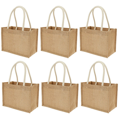 Portable Jute Tote Bag Burlap Tote Bags Mini Burlap Beach Bags Multipurpose Burlap Hand Bags for Shopping Trips Beach School