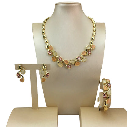 Dubai Fine Jewelry Beautiful Colored Stone Jewelry Sets  for Women Bridal Wedding FHK16602