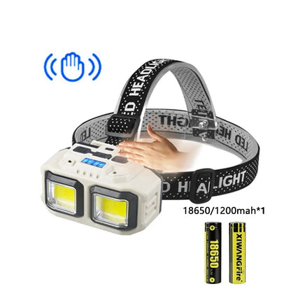 Induction Headlamp LED Head Flashlight USB Rechargeable Headlight with Built-in Battery 5 Lighting Modes Fishing Camping Lantern