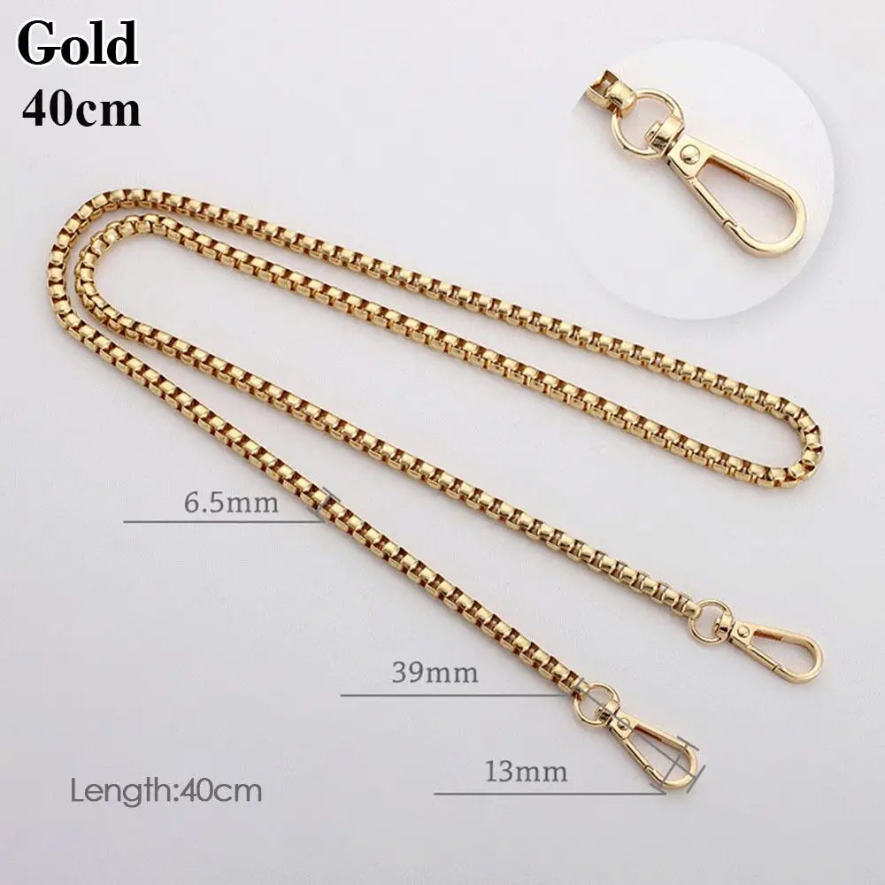 40/60/90cm Metal Chain Shoulder Bag Strap Handbag Handles DIY Purse Replacement Long Beaded Chain Shoulder Bag Straps Chain Belt