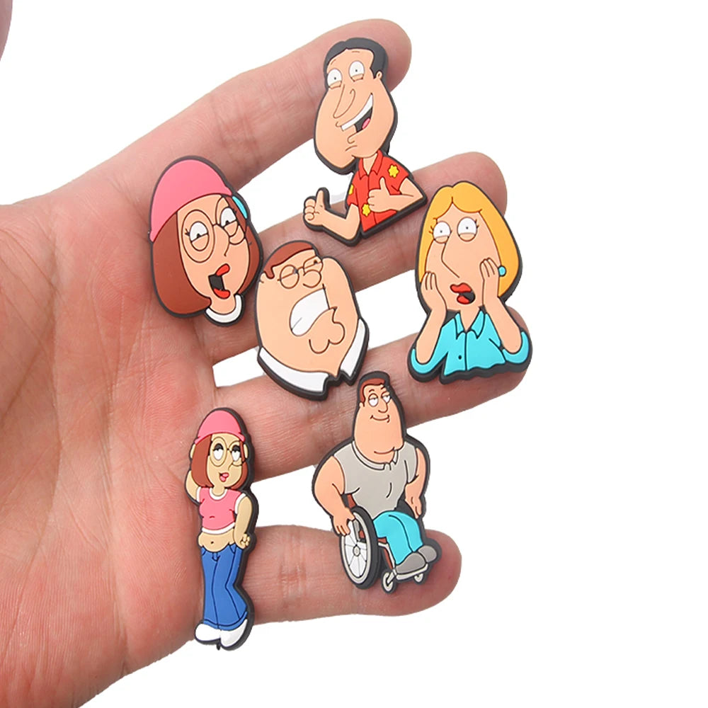 17pcs Cartoon Wacky Family Shoe Accessories Comfortable For Daily Wear Durable Fashion Design Ideal Gift for Fashionistas ﻿