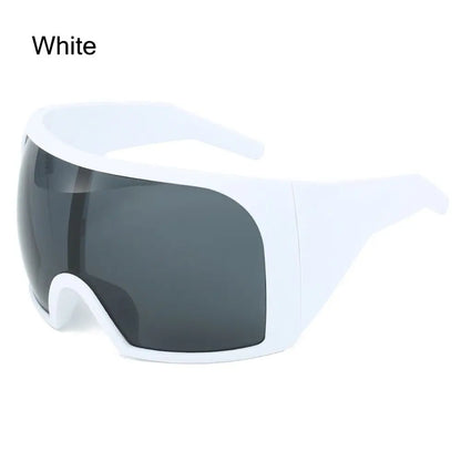 Futuristic Wrap Around Sunglasses Rave Curved Lens UV400 Protection 2000'S Eyewear Oversized Y2K Sun Glasses for Women & Men