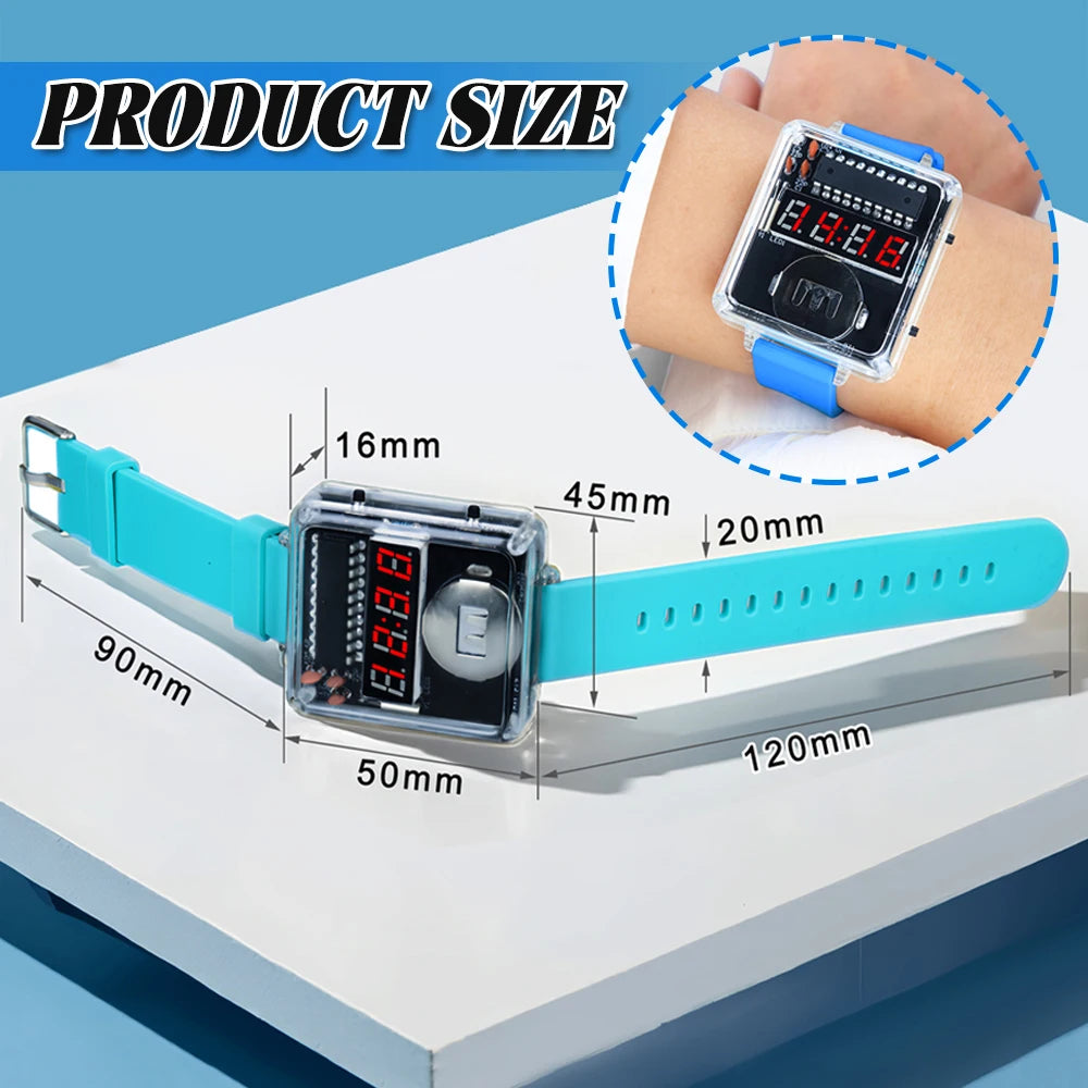DIY Electronic Watch Kit Creative LED Digital Display 3V Transparent Case Practical Welding DIY Electronic Kit