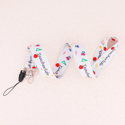 Mobile Phone Teacher Lanyard Fashion Neck Strap Keychain Teacher Lanyard for ID Card Holder Keys Keychain Keyring Gift
