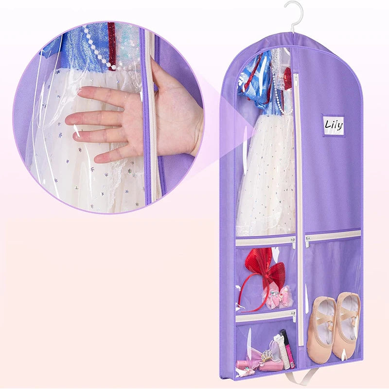 Dance Garment Bags For Dancers 40" Garment Bags For Dance Costumes With 3 Pockets Cheer Uniform Garment Bag