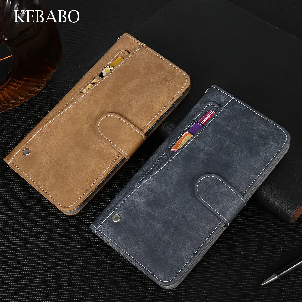 Leather Wallet Cwowdefu S18 Case 6.58" Fashion Luxury Protective Customize Cover Phone Card Wallet Card Slots Book Style