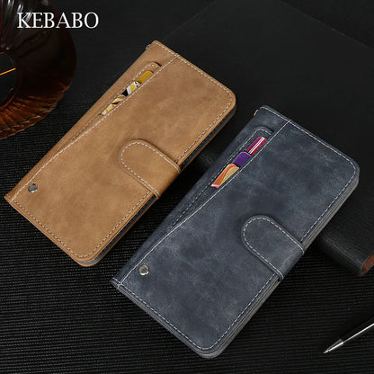 Leather Wallet Cwowdefu S18 Case 6.58" Fashion Luxury Protective Customize Cover Phone Card Wallet Card Slots Book Style