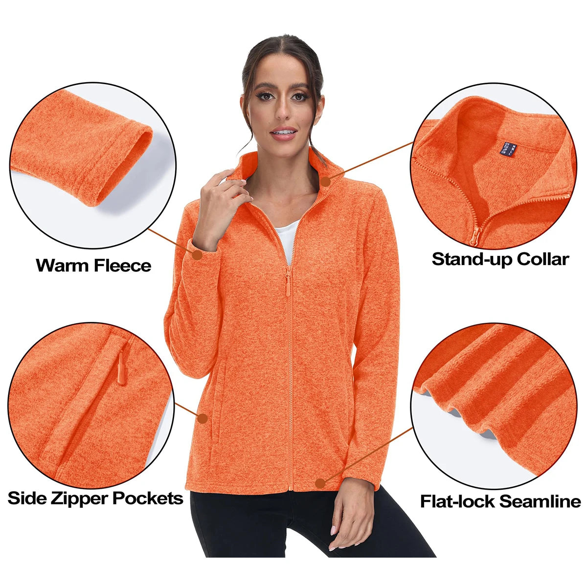 MAGCOMSEN Lightweight Women's Fleece Jackets Womens Athletic Warm Sweatshirts Casual Turtleneck Sweater Coat Sports Tops