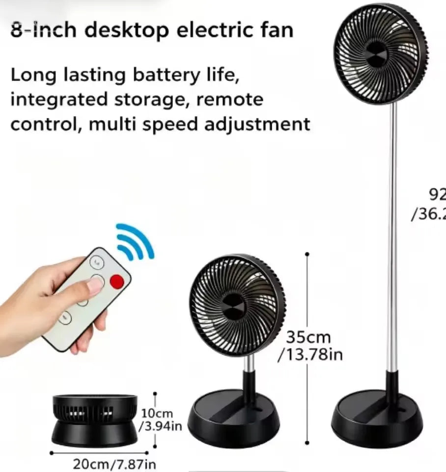 Portable Folding Fan 6000mAh USB Remote Control Air Cooler Silent Rechargeable Wireless Floor Standing Fan For Outdoor Home