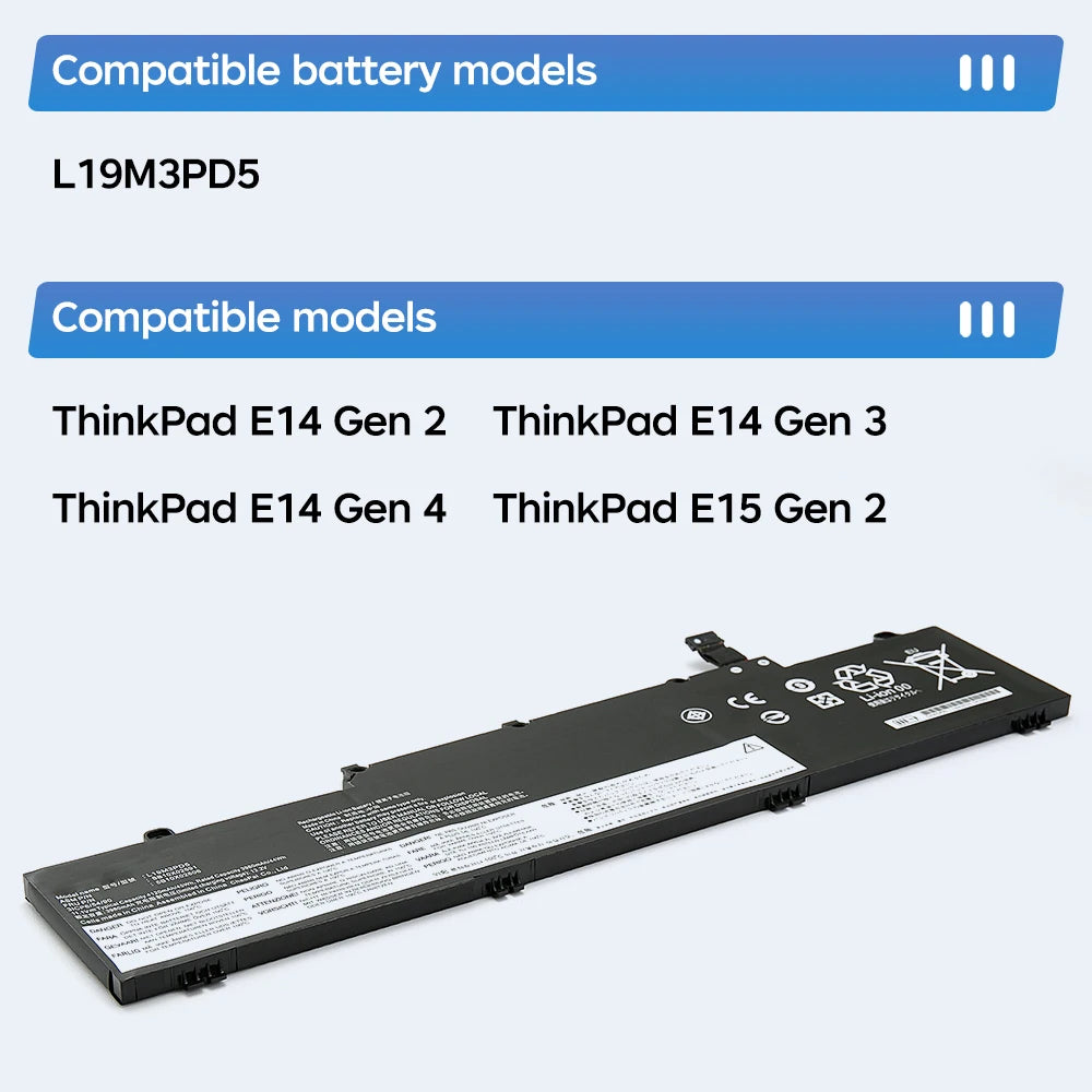 BGBT L19M3PD5 L19C3PD5 Laptop Battery For Lenovo ThinkPad E14 E15 Gen2 Gen3 L20C3PD4 L20D3PD4 L19D3PD5 L19M3PD5 L19L3PD5