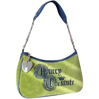 Vintage  Underarm Bag Unique Green Embroidered Single-shoulder Handbag For Girls And Women Fashion Baguette  Crossbody Bag