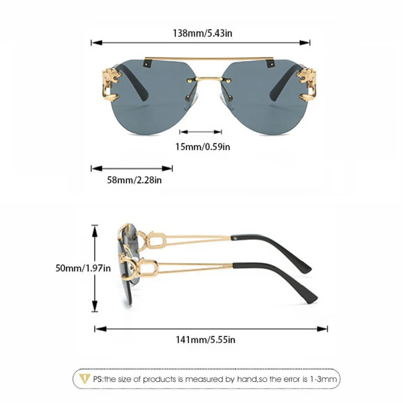 2023 Sunglasses Women Luxury Rimless Vintage Fashion Glasses Lunette Oversized Shades De Soleil Femme Gafas De Sol Mujer Lentes