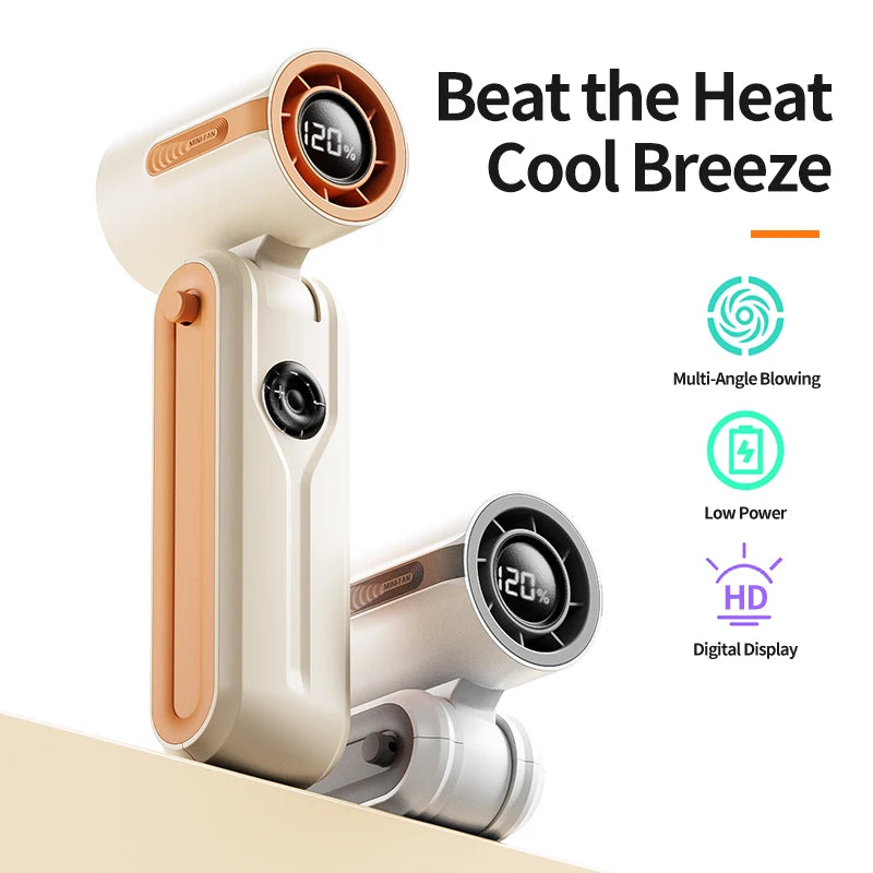Portable Mini Handheld Fan with LED Display Semiconductor Refrigeration 120 Speeds USB Rechargeable Battery Outdoor Fan