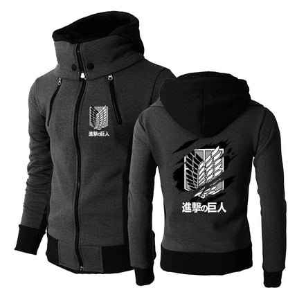 2025 Japanese Anime Jacket Spring And Autumn Man's Stand-Up Collar Hoodies Attack on Titan Logo Print Sports Comfortable Coat