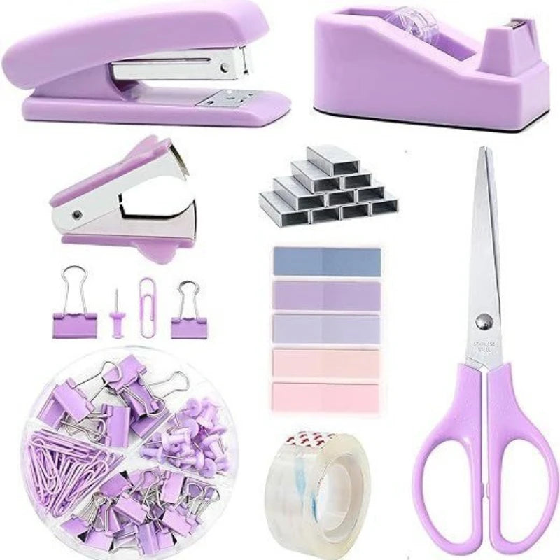 Desk Organizers Accessories Office Supplies with Stapler, Staple Remover, Clips, Scissor, Rule back-to-school Students Supplies