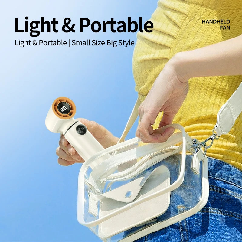 Portable Mini Handheld Fan with LED Display Semiconductor Refrigeration 120 Speeds USB Rechargeable Battery Outdoor Fan