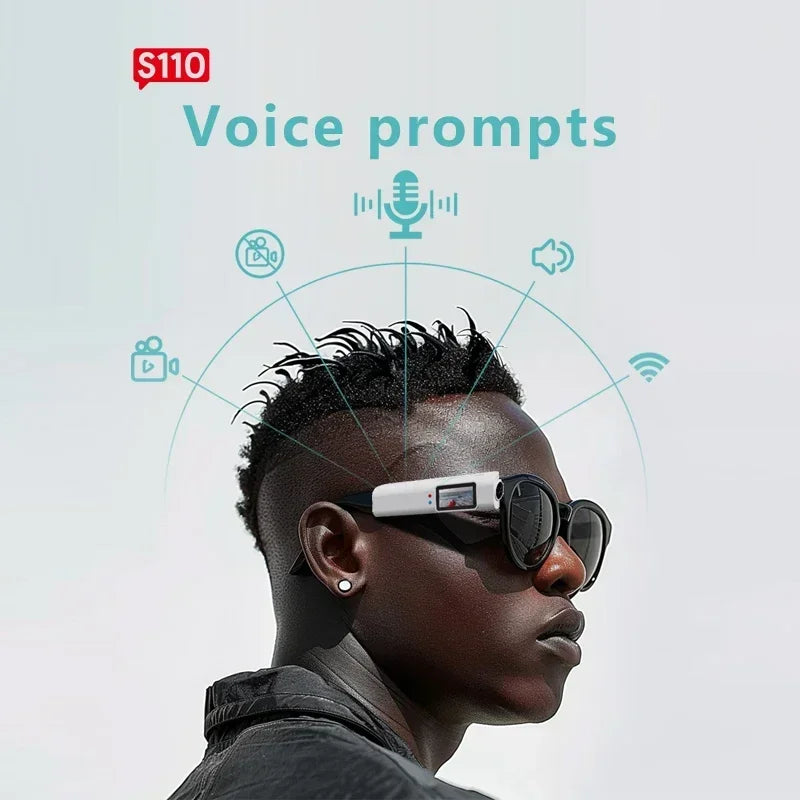 Lenovo 4K Glasses Camera WiFi Smart Video Recording HD Headset Wearable Cam for Travel Vlogging Hands Free Sunglasses Recorder