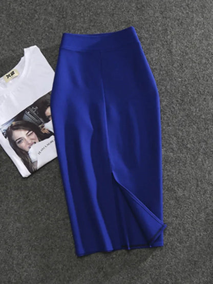 2026 New Women's Pencil Skirts Solid Pur High Waist Slim Skirt Fit Girl Summer Office Lady Elastic Female Sexy Tube Faldas PL211
