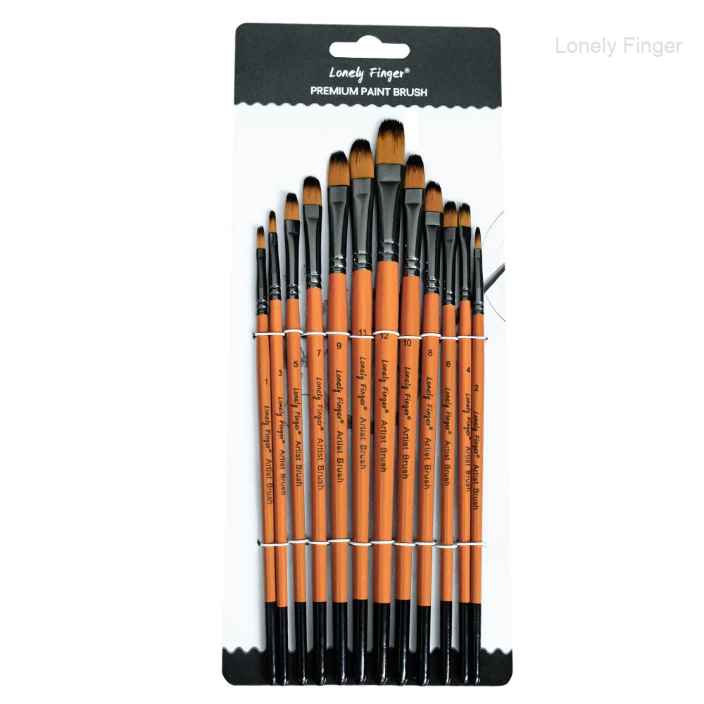 12/48pcs Acrylic Paint Brushes, Professional Synthetic Bristles Paint Brush Set Flat, Filbert,  Round, Angle Paint Brushes