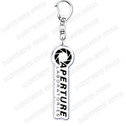 Trending Video Game Keychains for Accessories Bag Glados Aperture Laboratories Science Keyrings Jewelry Gamer Fans Gaming Gifts