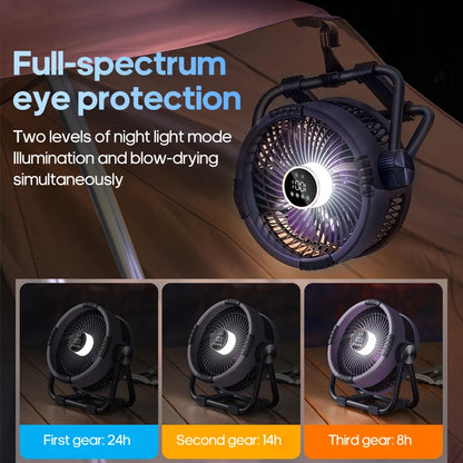 20000mAh Outdoor Camping Fan 6 in 1 Portable Rechargeable Wireless Tent Ceiling Fan with LED Light Camping Air Circulator