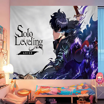 Solo Leveling Anime Cartoon Tapestry Art Science Fiction Room Home Decor Wall Hanging Home Decor