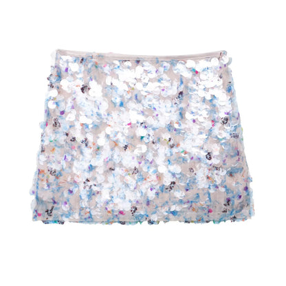 HH Women Fashion Shinny Sequin Mini Skirts Side Zipper High Waist A Line Skirt Summer Woman Elegant Club Party Sexy Lady Skirts