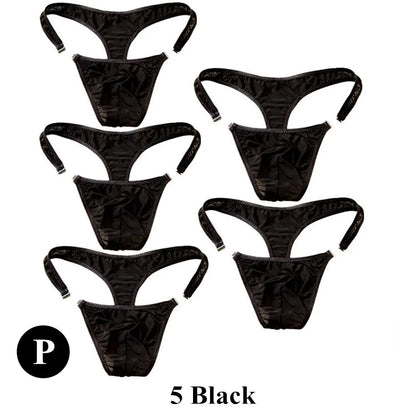 5Pcs/Set Men Sexy G-string Transparent Buckle Low Waist Thong Nylon High Quality Underwear U Pouch Cozy Underpants Fast Shipping