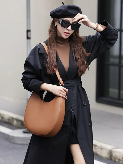 2025 New Genuine Leather Women Half Moon Bag Shoulder Ladies Luxury Underarm bag Commuter Shopping Handbag Bag For Women Gift