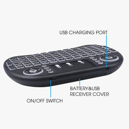 I8 Mini Wireless Keyboard RGB Backlit 2.4GHz Air Mouse English Russian Keyboard with Touchpad Handheld for Android TV BOX