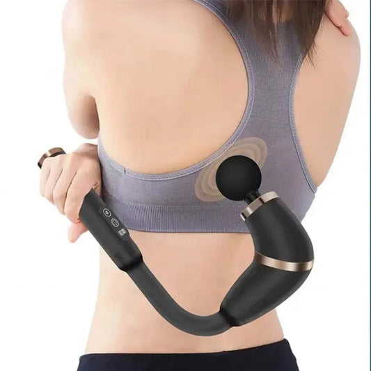 Handheld home massagers, massage guns with extended handles, and back massage tools for relieving deep tissue pain