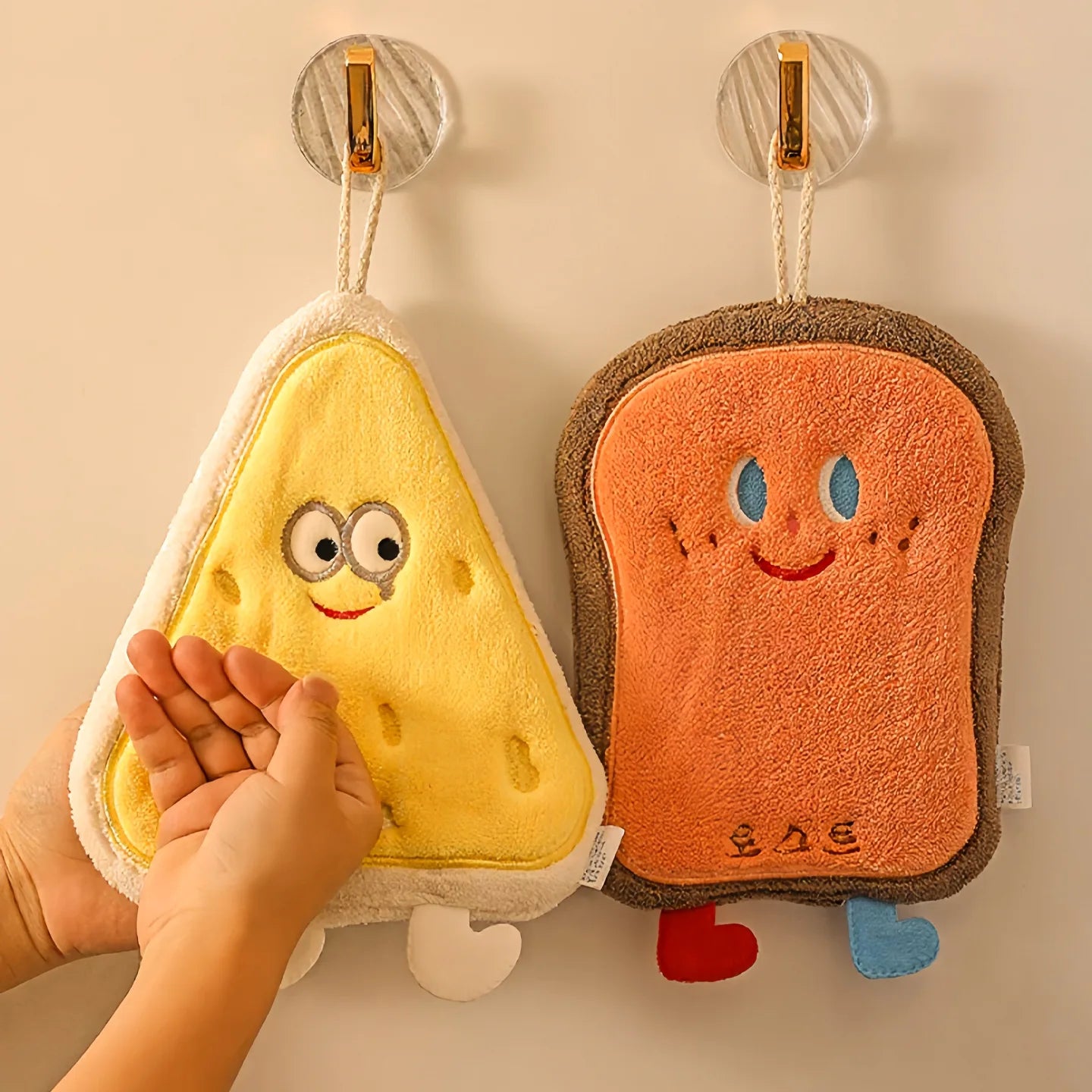 Cute Cartoon Hand Towel with Hanging Loop: Super Absorbent Thick Washcloth for Kitchen & Bathroom, Quick-Dry Decorative Towel