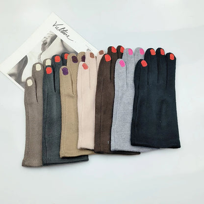 Women Creative Nail Polish Embroidery Gloves Grace Lady Fashion Vintage Driving Full Finger Mittens Girl Touch Screen Warm T124A