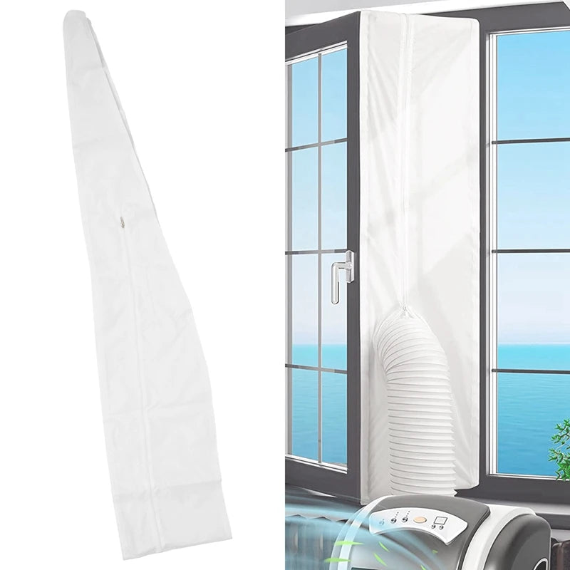AT44-Airlock Window Seal For Portable Air Conditioner,400 Cm Flexible Cloth Sealing Plate Window Seal With With Zip And Adhesive