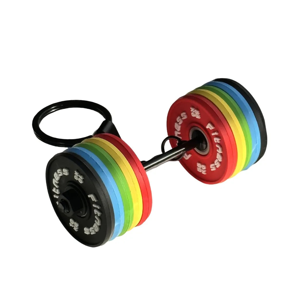 Unique PVC Mini Barbell Keychain Detachable Exquisite Bag Pendant Fitness Equipment Simulation Dumbbell Keychain Sports Prize