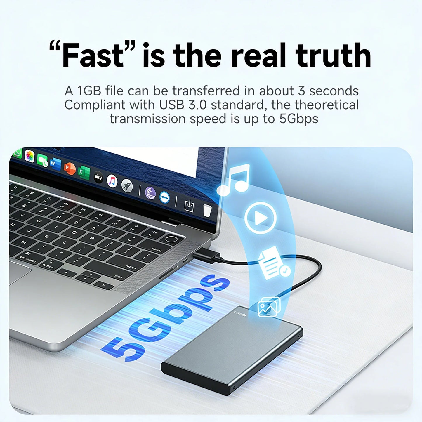Kebidumei USB 3.0 To 2.5 Inch Hard Drive Case SATA HDD SSD Enclosure 5Gbps External Hard Drive Disk Aluminum Box for PC Laptop